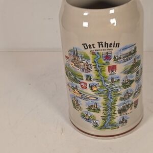 Vintage Ceramic German Der Rhein  Von Mainz Bis  Koln‎ Beer Stein